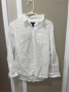 GAP White Eyelet Button-Down Shirt
